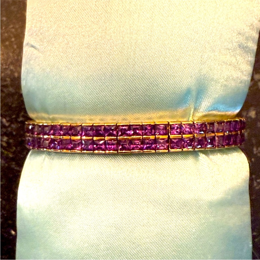 Amethyst purple princess cut bracelet